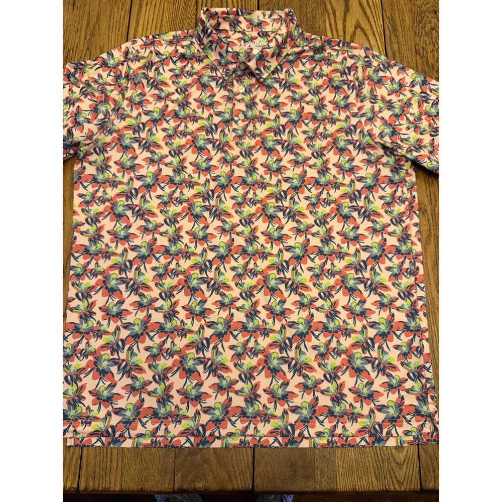 Chubbies OK Cowboy Polo Shirt Mens XXL Tropical Floral Performance Stretch